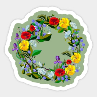 Southern Wildflowers Wreath Sticker